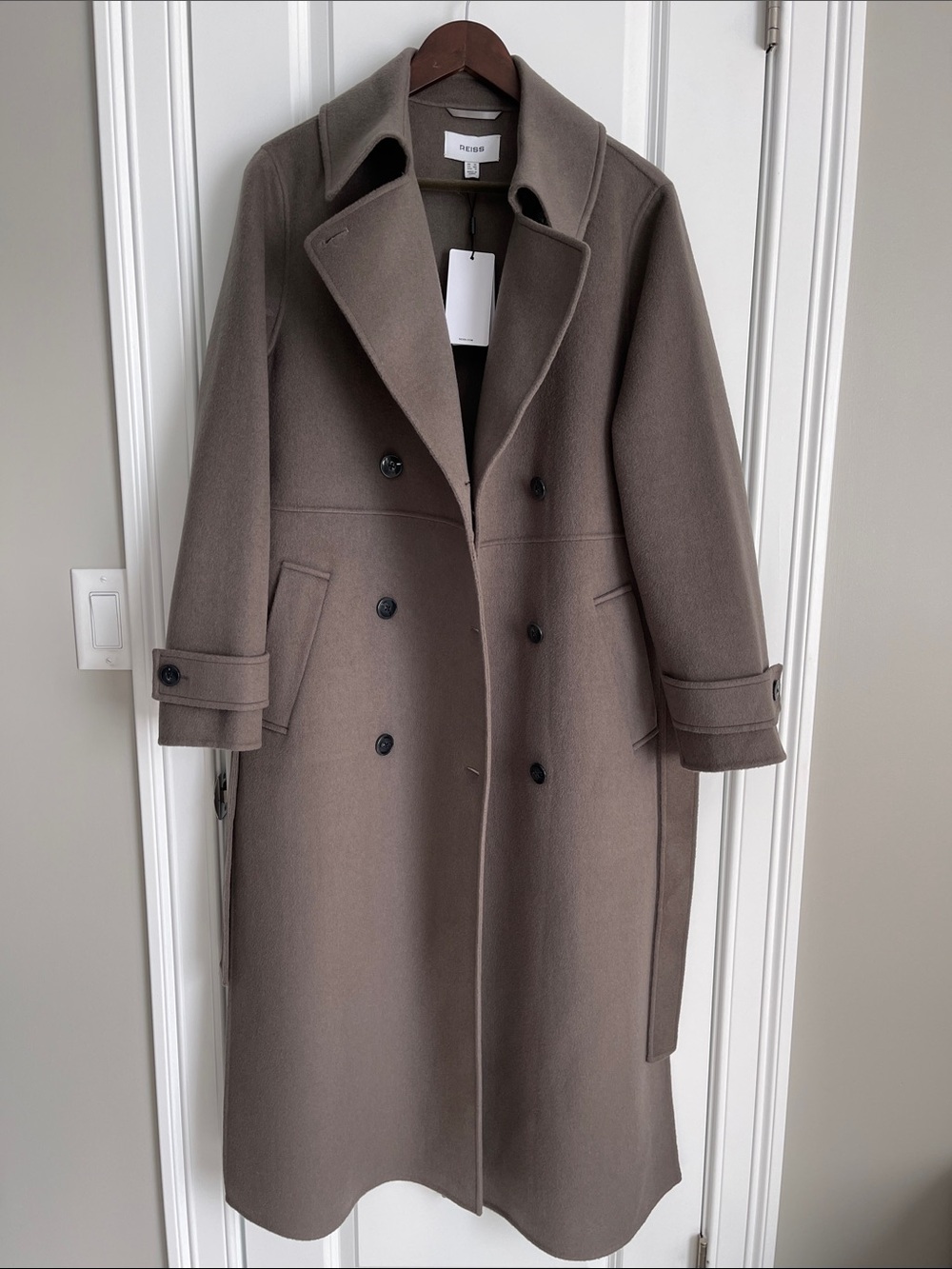 NWT Reiss Luna Double Breasted Wool Coat Mink - Picture 3 of 9